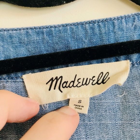 Madewell Denim Bell-Sleeve Wrap Top, Size Small - Picture 3 of 3